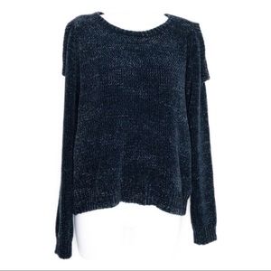 BB Dakota Blue Cold Shoulder Chenille Sweater M